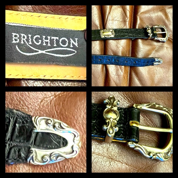 Vintage Brighton Classic Croc Embossed Black Leather Belt - Picture 2 of 5